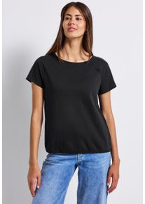 Street One Damen T-Shirt, schwarz, casual, Gr. 40, unifarben, Web, 100% Baumwolle, Shirts, aus reiner Baumwolle