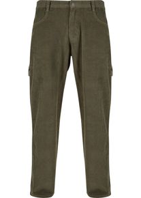 Urban Classics Herren Stoffhose "Urban Classics Corduroy Carpenter Pants", grün, Gr. 34, unifarben, 100% Baumwolle, Hosen