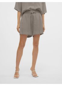 Véro Moda VERO MODA Damen Shorts "VMLINN LINEN SHORTS WVN NOOS", grau, modisch, Gr. S, meliert, Web, Obermaterial: 55% Leinen, 45% Viskose, Hosen, mit Leinen