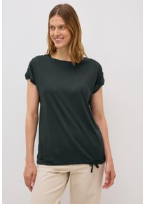 Cecil Damen T-Shirtink grün, Basic, Gr. L, unifarben, Web, Stoff, 50% Baumwolle, 50% Modal, Shirts, mit Tunnelzug am Saum