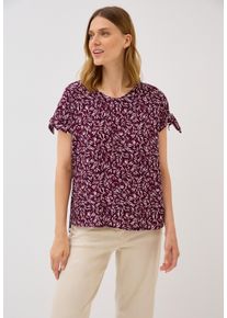 Cecil Damen Kurzarmbluse, rot, casual, Gr. S, gemustert, Stoff, 100% Viskose, Blusen, aus softer Viskose