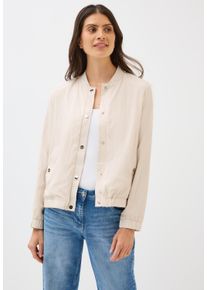 Cecil Damen Kurzjacke, beige, casual, Gr. S, unifarben, Stoff, Obermaterial: 72% Viskose, 28% Polyamid; Futter: 100% Polyester, Jacken, mit Stehkragen