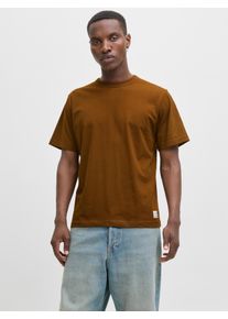 Jack & Jones JACK & JONES Herren Rundhalsshirt "JJEDOVER TEE SS CREW NECK", braun, modisch, Gr. M, unifarben, Single Jersey, Obermaterial: 100% Baumwolle, Shirts