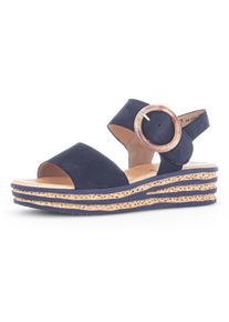 Gabor Damen Keilsandalette, Gr. 38, blau, Nubukleder, modisch, Schuhe, Sommerschuh, Sandale, Keilabsatz, mit großer Zierschnalle
