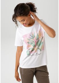 Aniston CASUAL Damen T-Shirtweiß, rosa, grün, pink, goldfarben, schwarz, modisch, Gr. 36, bedruckt, Glitzermuster, Single Jersey, Obermaterial: 100%