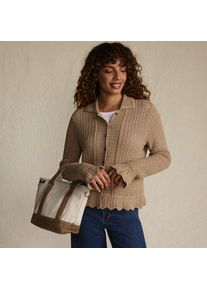 LANDS' END Cardigan in H&auml;kel-Optik, Damen,  Braun, by Lands' End