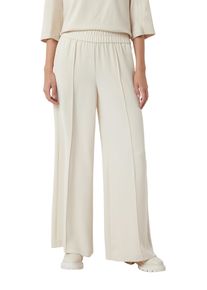 Stoffhose comma, Damen, Gr. 46, N-Gr, beige, Web, Obermaterial: 100% Polyester, unifarben, weit kn&ouml;chellang, Hosen Stoffhose, mit elastischem Bund