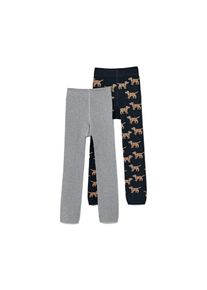 Tchibo - 2 Kinder-Strickleggings mit Stickerei - Kinder - Gr. 122/128 - dunkelblau/jacquard