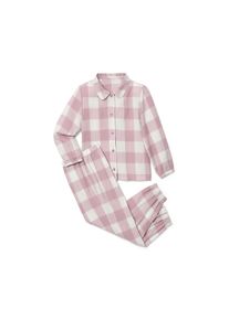 Tchibo - Kinder-Flanell-Pyjama - M&auml;dchen - Gr. 98/104 - creme/kariert