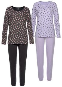 Vivance Dreams Pyjama mehrfarbig Gr. 32/34 für Damen. Rundhals und Allover-Druck. Basic. Nachhaltig.