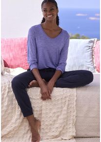 Vivance Dreams Pyjama mehrfarbig Gr. 32/34 für Damen. Rundhals und Print. Basic Schmal