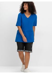 sheego Große Größen V-Shirt aus leichtem Jersey, kobaltblau, Größe 52/54 - Damen