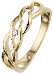 Jobo Damen Fingerring, 56, SI = kleine Einschlüsse, Gelbgold 585-Diamanten, gelb, Gelbgold 585, Diamanten, Fingerringe, 585 Gold mit Diamant