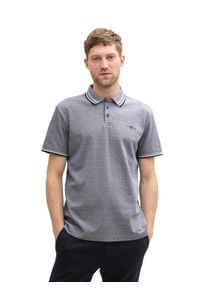 Tom Tailor Herren Poloshirtnavy weiß two tone, casual, Gr. L, kontrastfarbene Details, unifarben, Piquu00e9, Obermaterial: 98% Baumwolle, 2%