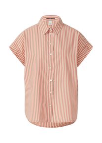 QS Damen Kurzarmbluseapricot stripe, casual, Gr. 42, gestreift, Web, Obermaterial: 100% Baumwolle, Blusen, in Streifen-Optik