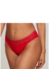 Lascana String 'Tiziana' rot Gr. 32/34 für Damen. Mit Spitze, Schleife. Figurbetont. Nachhaltig.