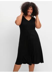 sheego Große Größen Jerseykleid mit Raffung vorne, ärmellos, schwarz, Größe 42 - Damen