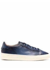 Santoni Low-Top Sneaker - Perforated Blue Leather Trainers With Rubber Sole - Gr. 11 - in Blau - für Damen