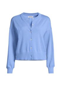 LANDS' END Kurzer Feinstrick-Cardigan aus Baumwolle, Damen,  Blau, Baumwolle, by Lands' End
