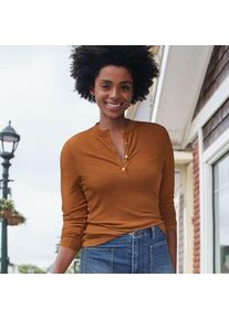 LANDS' END Henley-Shirt mit langen &Auml;rmeln, Damen,  Orange, Viskose, by Lands' End