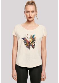 F4NT4STIC Damen T-Shirt "Schmetterling Bunt", beige, casual, Gr. XXL, Obermaterial: 100% Baumwolle, Shirts, Print