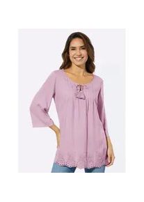 Longbluse Classic Basics, Damen, Gr. 44, rosa (ros&eacute;), 100% Viskose, unifarben, V-Ausschnitt, Blusen Longbluse