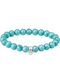 Charm-Armband Thomas Sabo "Charm Club: Bead-Armband imitierter T&uuml;rkis" Gr. 19, bunt (silberfarben, blau, blau), Armb&auml;nder, Damen, 19, Silber 925 (recycelt), Charm-Armband, mit T&uuml;rkis-Imitat