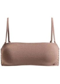 Bandeau-Bikini-Top Roxy "Lasca", Damen, Gr. XS, Cup B, grau (deep taupe), Obermaterial: 78% Nylon, 9% Nylon, 7, 00% Metall, 6, 00% Elasthan;, Bikini-Oberteile