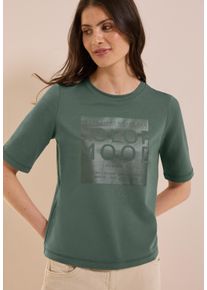 Cecil Damen T-Shirtschwarz balmy khaki, casual, Gr. M, bedruckt, unifarben, Jersey, Obermaterial: 63% Modal, 35% Baumwolle, 2% Elasthan, Shirts, mit