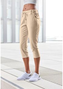 Lascana Caprileggings beige Gr. 32 für Damen. Mit Bindeband. Basic. Nachhaltig.