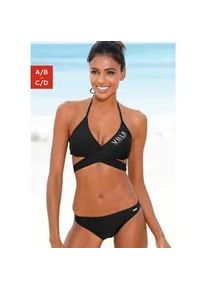 Triangel-Bikini Venice Beach, Damen, Gr. 38, Cup A/B, schwarz, Polyamid, unifarben, Bikini-Sets Triangel-Bikini, mit Top zum Wickeln