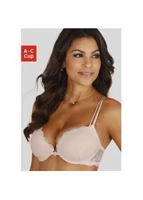 Push-up-BH Lascana, Damen, Gr. 80, Cup C, rosa (rose), Spitze, Obermaterial: 60% Polyamid, 35% Polyester, 5% Elasthan, BHs Push-up-BH, mit praktischem Vorderverschluss und zarten Spaghettiitr&auml;gern, Dessous