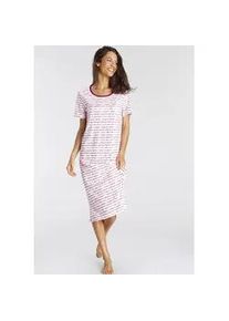 Nachthemd Vivance DREAMS, Damen, Gr. 36/38, N-Gr, bunt (pink, rot gestreift), Single Jersey, Obermaterial: 100% Baumwolle, l&auml;ssig geschnitten ca. Mitte Wade, Rundhals, abgesteppt, Kleider Nachthemd, mit Seitenschlitzen f&uuml;r mehr Bewegungsfreiheit