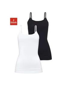 H.I.S. Unterhemd H.I.S, Damen, Gr. 44/46, N-Gr, schwarz-wei&szlig; (schwarz, wei&szlig;), Single Jersey, Obermaterial: 95% Baumwolle, 5% Elasthan, unifarben, k&ouml;rpernah, Rundhals, Unterhemden Unterhemd, aus elastischer Baumwoll-Qualit&auml;t, Spaghettitr&auml;ger-Top, Unterziehshirt