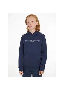 Kapuzensweatshirt Tommy Hilfiger "ESSENTIAL HOODIE", Jungen, Gr. 7/122, blau (marine), Obermaterial: 100% Baumwolle, bestickt, Basic schmal, Rippb&uuml;ndchen, Sweatshirts, Kinder Kids Junior MiniMe,f&uuml;r Jungen und M&auml;dchen
