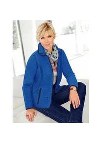 Fleecejacke Casual Looks, Damen, Gr. 44, blau (royalblau), 100% Polyester, gemustert, unifarben, Jacken Fleecejacke