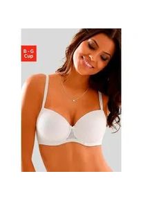 Schalen-BH Lascana, Damen, Gr. 70, Cup G, wei&szlig;, Microtouch, Obermaterial: 86% Polyamid, 14% Elasthan, BHs Spitzenw&auml;sche B&uuml;gel-BH Spitzen-BH Dirndl-BH Schalen-BH, mit B&uuml;gel und graphischer Spitze, Dessous