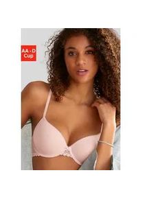 Schalen-BH Lascana, Damen, Gr. 70, Cup D, beige (puder), Jersey, Obermaterial: 68% Baumwolle, 15% Polyamid, 11% Polyester, 6% Elasthan, Basic, BHs Schalen-BH, aus Bio-Baumwolle