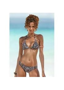 Triangel-Bikini-Top Lascana "Lexa", Damen, Gr. 32, Cup A/B, braun (braun, bedruckt), Microfaser, Polyamid, Bikini-Oberteile, mit Muschelkante