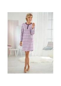 w&auml;schepur Sleepshirt W&Auml;SCHEPUR "Sleepshirt", Damen, Gr. 44/46, Normalgr&ouml;&szlig;en, lila (pflaume), 100% Baumwolle, gemustert, gestreift, Kleider Sleepshirt