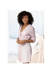 Nachthemd Vivance DREAMS, Damen, Gr. 40/42, N-Gr, rosa (rosa, wei&szlig;), Single Jersey, Obermaterial: 100% Baumwolle, kariert, Basic, figurumspielend kurz, V-Ausschnitt, eingesetzt, Kleider Nachthemd, mit feinem Karo-Muster