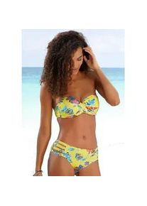 B&uuml;gel-Bandeau-Bikini-Top Sunseeker "Jam", Damen, Gr. 34, Cup B, bunt (gelb, bunt), Microfaser, bedruckt, floral, Bikini-Oberteile, mit Wickeloptik