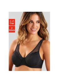 Minimizer-BH Petite Fleur, Damen, Gr. 85, Cup E, schwarz-wei&szlig; (wei&szlig;, schwarz), Jersey, Obermaterial: 80% Baumwolle, 12% Polyamid, 8% Elasthan, bequem, BHs Minimizer-BH, mit nahtlos vorgeformten Cups aus Baumwolle