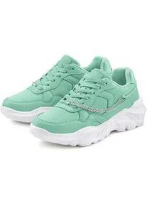 Sneaker Lascana, Damen, Gr. 38, gr&uuml;n (mint), Obermaterial: 100% Textilmaterial. Decksohle: 100% Textilmaterial. Futter: 100% Textilmaterial. Laufsohle: 100% Synthetik, unifarben, Schuhe Sneaker, mit Chunky-Sohle & Ketten, Schn&uuml;rhalbschuhe, Freizeitschuhe VEGAN