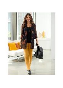 Longbluse Classic Basics, Damen, Gr. 46, gelb (schwarz, ocker, bedruckt), 100% Polyester, Paisley, gemustert, mehrfarbig, Blusen Longbluse