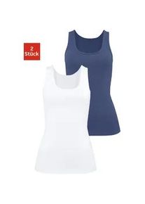 H.I.S. Unterhemd H.I.S, Damen, Gr. 32/34, N-Gr, blau (marine, wei&szlig;), Single Jersey, Obermaterial: 95% Baumwolle, 5% Elasthan, unifarben, Unterhemden Unterhemd, aus elastischer Baumwoll-Qualit&auml;t, Tanktop, Unterziehshirt