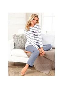 Schlafanzug, Damen, Gr. 52/54, lila (mauve, geringelt), 100% Baumwolle, Homewear-Sets Schlafanzug