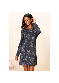 Nachthemd Vivance DREAMS, Damen, Gr. 40/42, N-Gr, grau (anthrazit), Single Jersey, Obermaterial: 100% Baumwolle, gebl&uuml;mt, bequem kurz, Rundhals, eingesetzt B&uuml;ndchen, Kleider Nachthemd, mit feinem Blumenprint