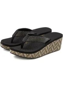 Badezehentrenner Venice Beach "Sandale, Badeschuh, Pantolette, Badelatsche, Flip Flop, Badeschlappe", Damen, Gr. 38, schwarz, Obermaterial: 100% Textilmaterial. Decksohle: 100% Synthetik. Futter: 100% Textilmaterial. Laufsohle: 100% Synthetik, mehrfarbig, Schuhe Zehentrenner, Zehentrenner mit geschm&uuml;cktem Keilabsatz VEGAN