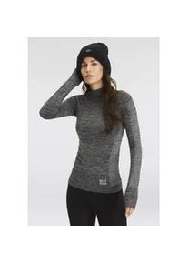 Thermounterhemd HEATKEEPER, Damen, Gr. XL, N-Gr, schwarz (schwarz, melange), Obermaterial: 60% Polyester, 35% Polyamid, 5% Elasthan, meliert, hoch geschlossener Ausschnitt, Unterhemden Thermounterhemd, Atmungsaktiv, semlees Tog 2.0, Thermow&auml;sche